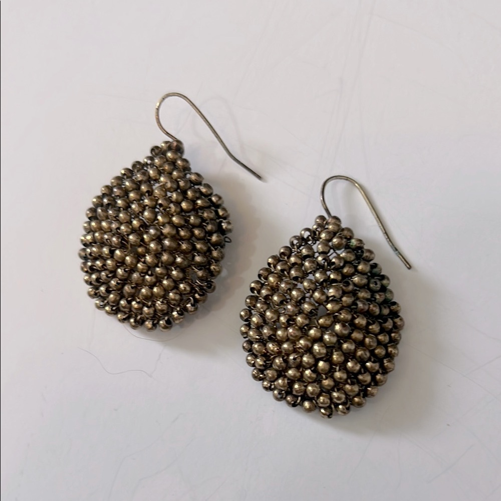 Beaded Wire Teardrop Earrings